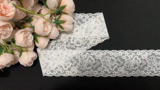 Quality 6CM Vintage Romantic Hollow Floral Elastic Lace Trim Durable Spandex Edging for Lingerie, Formal Dresses & Home Textile DIY factory