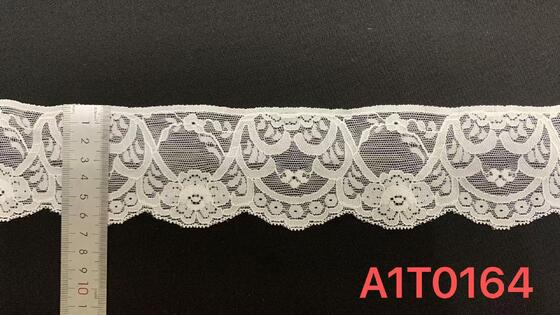 Quality 6.5cm Soft White Floral Nylon Stretch Lace Trim with Scalloped Flower Edge for Lingerie & Dress Sewing factory