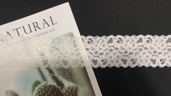 Quality Exquisite White Heart-floral Lace with Dotted Hollow Mesh, Soft Stretch Nylon for Garment and Intimate Wear Trimming factory