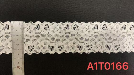 Quality Exquisite White Heart-floral Lace with Dotted Hollow Mesh, Soft Stretch Nylon for Garment and Intimate Wear Trimming factory