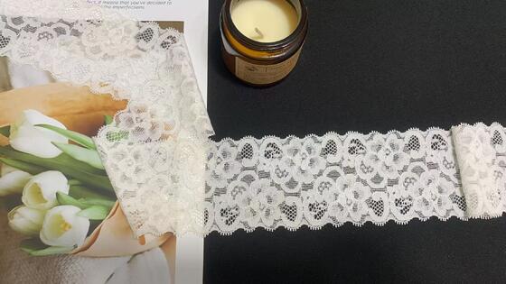 Quality Exquisite White Heart-floral Lace with Dotted Hollow Mesh, Soft Stretch Nylon for Garment and Intimate Wear Trimming factory