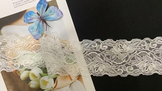 Quality 8cm Soft Stretch Lace Trim with Vivid Rose Hollow Patterns, Soft Nylon Fabric for Women's Dresses and Lingerie Sewing Decoration factory