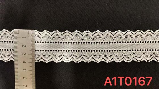 Quality 4cm Symmetric Hollow-out Nylon Lace Trim with Neat Scalloped Edge, Eco-friendly Elastic Fabric for Garment Sewing and Appear Trimming factory