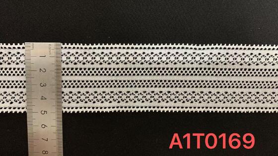 Quality 5cm White Symmetric Hollow-out Nylon Lace Trim with Delicate Scalloped Edge Eco-friendly Elastic Fabric for Garment Sewing factory