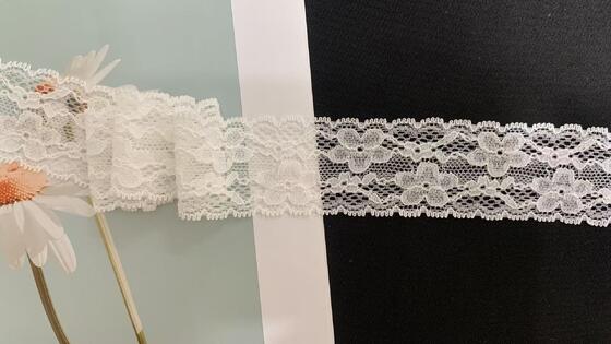 Quality 3.5cm White Four-leaf Floral Hollow Lace Trim with Tiny Scalloped Edges Soft Nylon Fabric for Women's Dresses factory