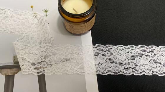 Quality 5.5cm White Heart Floral Hollow Lace Trim with Double Picot Edges Soft Nylon Fabric for Women's Lingerie factory
