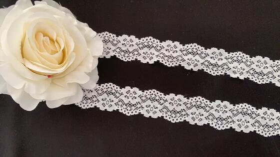 Quality 3CM French Romantic Hollow Floral Stretch Lace Trim Stretchy Spandex Border for Wedding Dresses, Bra Lingerie & Household Fabric Decoration DIY factory