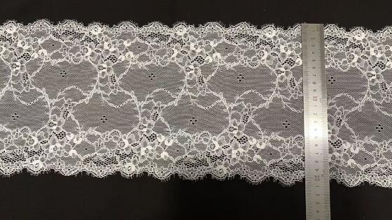 Quality 21CM Soft Romantic Vintage Hollow Floral Spandex Elastic Lace Trim Long-lasting Stretch Border for Nightwear, Prom Gowns & Tablecloth DIY Supplies factory
