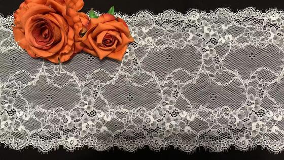 Quality 21CM Soft Romantic Vintage Hollow Floral Spandex Elastic Lace Trim Long-lasting Stretch Border for Nightwear, Prom Gowns & Tablecloth DIY Supplies factory
