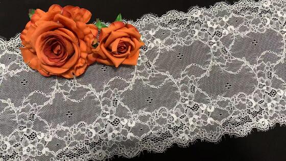 Quality 21CM Soft Romantic Vintage Hollow Floral Spandex Elastic Lace Trim Long-lasting Stretch Border for Nightwear, Prom Gowns & Tablecloth DIY Supplies factory
