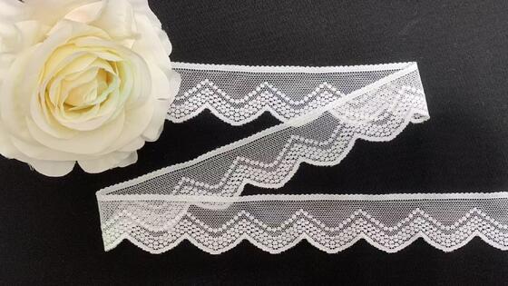 Quality 3.6cm Elastic Scalloped Wave Nylon Mesh Lace Trim Soft Embroidery Fabric Bulk Supply for Wedding Dress Garment Decoration factory