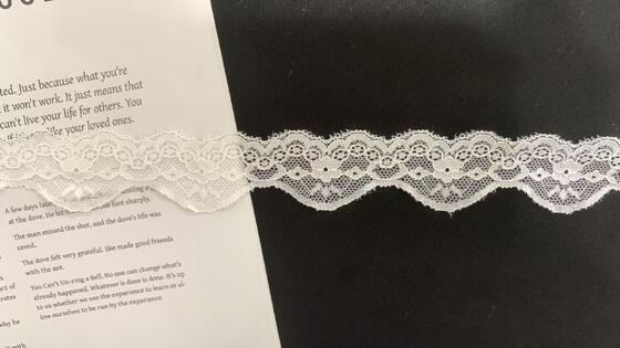 Quality 3cm Gorgeous Floral Scalloped Lace Trim with Fine Mesh Texture, Stretchy Soft Material Ideal for Wedding Dress Hem, Blouses and Elegant Lingerie DIY Crafts. factory