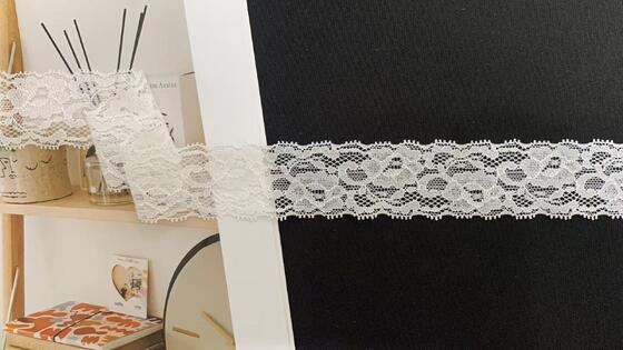 Quality 3.5cm Vintage Floral Elastic Lace Trim with Fine Hollow Nylon Mesh for Lingerie, Blouses & Women Dress Decoration factory