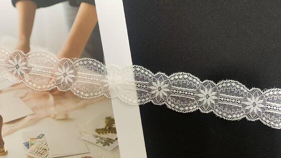 Quality A1T0181 # White Floral French Lace Fabric Stretch Nylon Lace Trim Delicate Elastic Lace Ribbon Garment Lingerie Dress Decoration factory