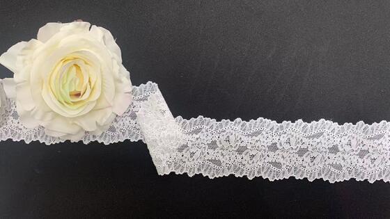 Quality 5.8cm Romantic Floral Scalloped Stretch Lace Trim, Soft Nylon Lace for Dress Edging & Underwear Decoration factory