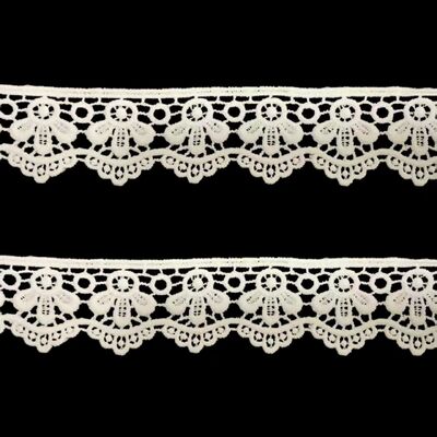 Quality 3.5cm White Milk Silk Floral Lace Trim, Soft Skin-Friendly Scalloped Edge Elastic Lace, Premium Drapable Floral Ribbon for Garment Dress, Intimate Apparel, Home Textile, Shoes and Bags DIY Sewing Deco factory