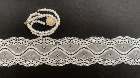 Quality 6cm Lightweight Wavy Dot Wavy Dot Hollow Elastic Lace, Stretchy Soft Nylon Material, Suitable for Lingerie, Children's Wear and Women's Garments. factory