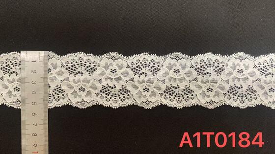 Quality 5.5cm Elegant Double Flower Hollow Elastic Lace, Soft Skin-friendly Nylon Fabric, Ideal Trimming for Wedding Gowns, Lingerie and Ladies Casual Dresses factory