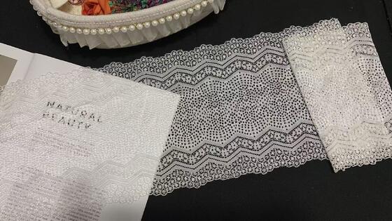 Quality Premium French Lace Luxury Fancy Vintage Wave Jacquard Stretch Lace Trim White Elastic Lace Tape Breathable Mesh Lace Border DIY factory