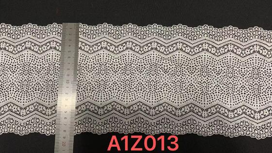 Quality Premium French Lace Luxury Fancy Vintage Wave Jacquard Stretch Lace Trim White Elastic Lace Tape Breathable Mesh Lace Border DIY factory
