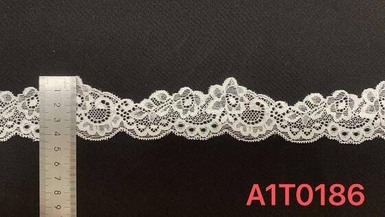Quality 4cm Vintage Curly Floral Hollow Elastic Nylon Lace Trim Double Scalloped Edge Soft Breathable Fabric for Lingerie Nightgown Wedding Dress and Ladies Fashion Apparel Decoration factory