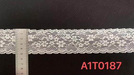 Quality 5cm Thin Small Foral Hollow Elastic Nylon Lace Trim Mini Double Scalloped Edge Lightweight Fabric for Lingerie Kids Garment and Daily Fashion Dress Decoration factory