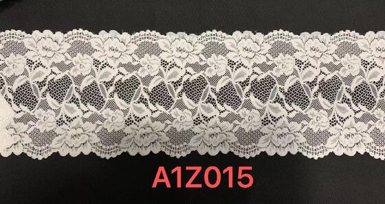 Quality A1Z015# White Floral Leaf Stretch Lace Edging, Wide Elastic Lace Trim for Underwear & Garment Decoration factory