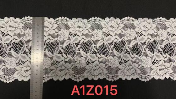 Quality A1Z015# White Floral Leaf Stretch Lace Edging, Wide Elastic Lace Trim for Underwear & Garment Decoration factory