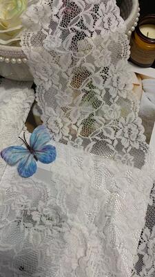 Quality A1Z015# White Floral Leaf Stretch Lace Edging, Wide Elastic Lace Trim for Underwear & Garment Decoration factory