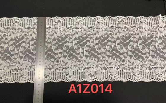 Quality A1Z014# Elastic Floral Stretch Lace Trim, Nylon Spandex Leaf Pattern Lace Band for Lingerie Dress factory