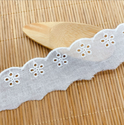 Quality Vintage Cotton Lace Trim with Scalloped Edge and Middle East Design for Apparel and Home Textile factory