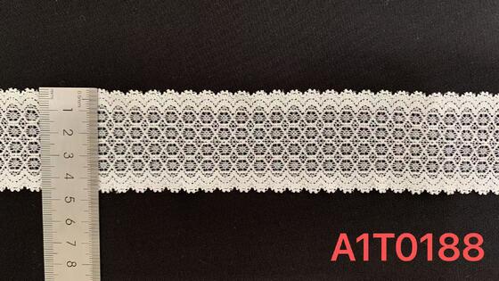 Quality 5.5cm Grid Hollow Elastic Nylon Lace Trim with Uniform Mesh Pattern for Soft Breathable Lingerie and Dress Decoration factory