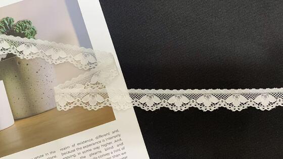 Quality 2cm Petal Floral Elastic Nylon Lace Trim with Mini Scalloped Edge and Thin Soft Fabric for Lingerie and Garment Decoration factory