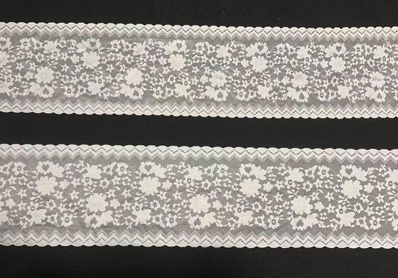 Quality A1Z016 12cm Wide French Lace Floral Stretch Elastic Trim Wave Border for Pajamas and Bags factory