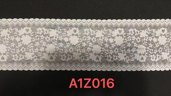 Quality A1Z016 12cm Wide French Lace Floral Stretch Elastic Trim Wave Border for Pajamas and Bags factory