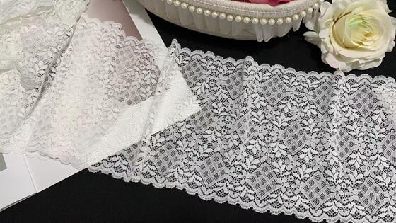 Quality A1Z017# Elastic Nylon Spandex Lace Trim 18cm Wide Diamond Floral Stretch Lece for Lingerie Dress Underwear factory