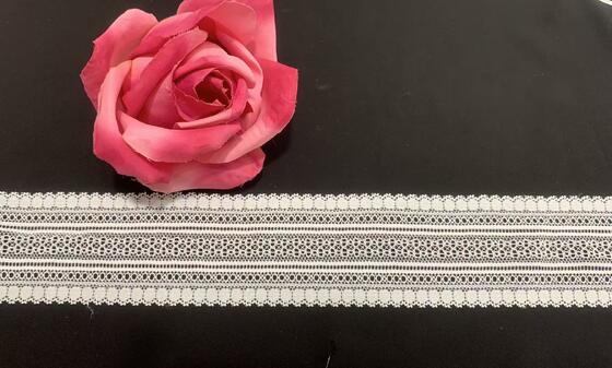 Quality 6.5cm Double Side Grid Hollow Elastic Nylon Lace Trim Soft Thin Fabric for Lingerie and Dress Decoration factory