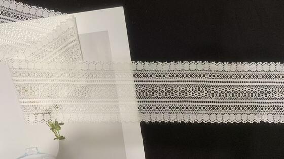 Quality 6.5cm Double Side Grid Hollow Elastic Nylon Lace Trim Soft Thin Fabric for Lingerie and Dress Decoration factory