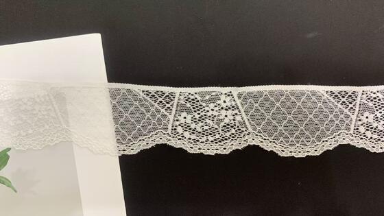 Quality 5cm width single side diamond bloom hollow elastic lace trim with soft light fabric for lingerie and kids outfits factory