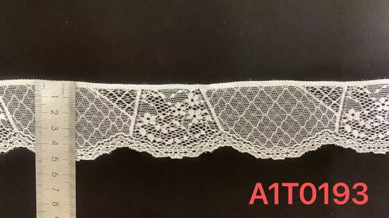Quality 5cm width single side diamond bloom hollow elastic lace trim with soft light fabric for lingerie and kids outfits factory