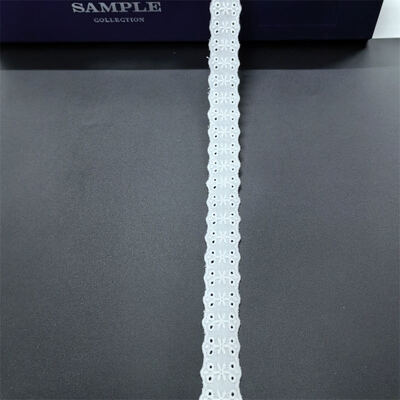 Quality 3.8 Inches Wide Cotton Lace Trim with Scalloped Edge and Floral Pattern for Dress Garment DIY factory