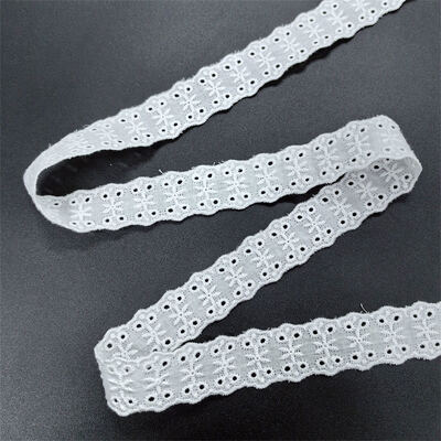 Quality 3.8 Inches Wide Cotton Lace Trim with Scalloped Edge and Floral Pattern for Dress Garment DIY factory
