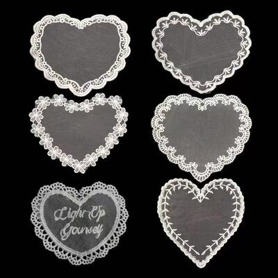 Quality Exquisite Mesh + Cotton/Polyester Embroidery Patches Water-Soluble Heart-Shaped and Pocket Embroidery for Children's Clothing factory