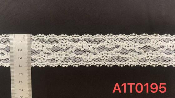 Quality 4cm White Vine Floral Elastic Nylon Lace Trim with Tooth Hollow Mesh for Lingerie and Wedding Dresses factory