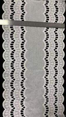 Quality 34cm Eyelet Cotton Embroidered Lace Trim  Bilateral Wave Edge Wide White Hollow Woven Flower Wedding Dress Trim for Clothing factory