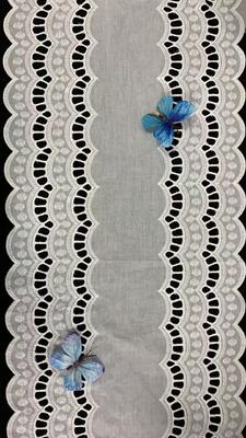 Quality 34cm Eyelet Cotton Embroidered Lace Trim  Bilateral Wave Edge Wide White Hollow Woven Flower Wedding Dress Trim for Clothing factory