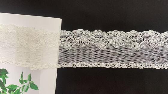 Quality 6.5cm Elastic Nylon Spandex Lace Trim with Single Scalloped Edge and Soft Mesh Base for T-shirt and Ladies Apparel factory