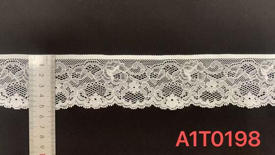 Quality 5.5cm Elastic Nylon Spandex Lace Trim with Single Floral Scalloped Bottom and Soft Mesh for Garment Decoration factory