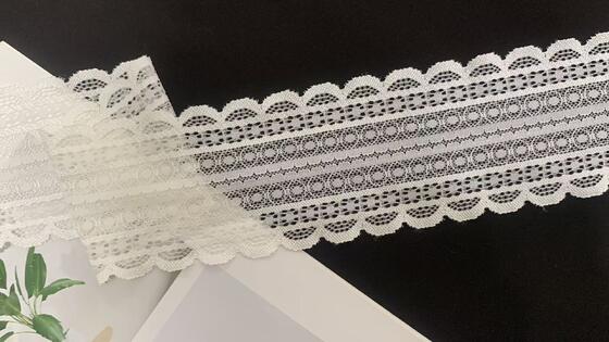 Quality 8cm Symmetrical Wavy Edge Stretch Lace Trim with Fine Geometric Mesh for Tee Dress and Loungewear factory