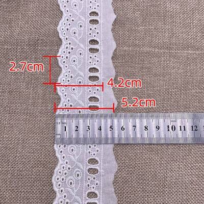 Quality 100% Cotton Floral Embroidery Lace Trim with Scalloped Edge for Garments and Home Textiles factory